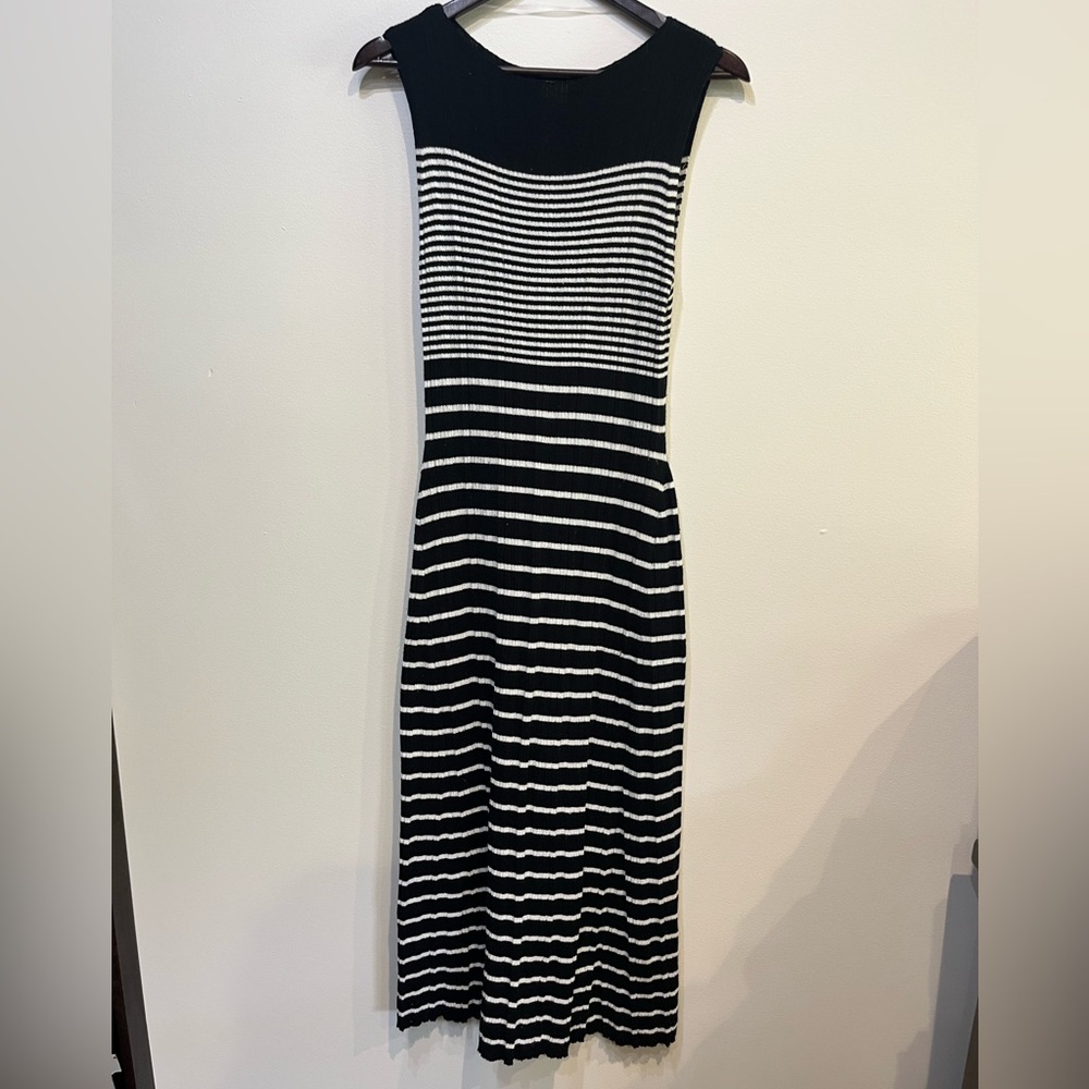 A New Day Black and White Sheath Midi Dress